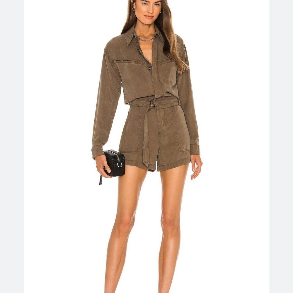 Pam and Gela Belted Utility Romper in Olive Size L